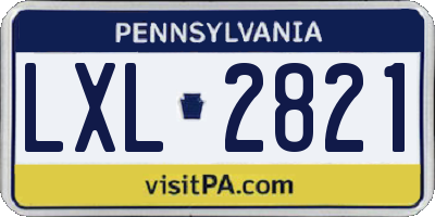 PA license plate LXL2821