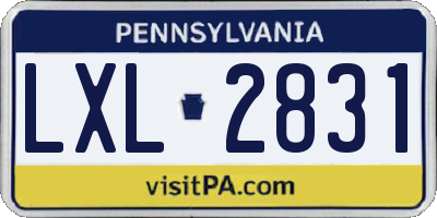 PA license plate LXL2831