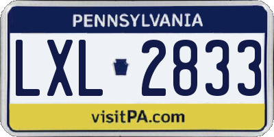 PA license plate LXL2833