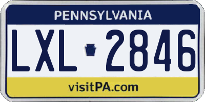 PA license plate LXL2846
