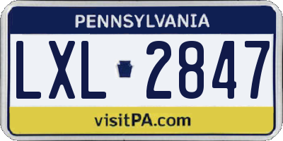 PA license plate LXL2847
