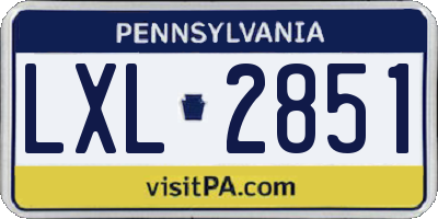 PA license plate LXL2851
