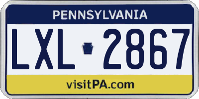 PA license plate LXL2867