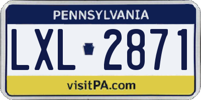 PA license plate LXL2871