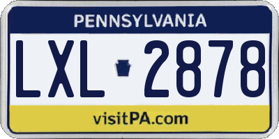 PA license plate LXL2878