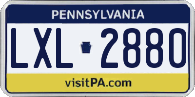 PA license plate LXL2880
