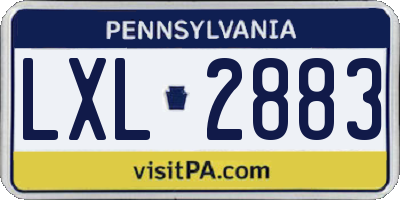 PA license plate LXL2883