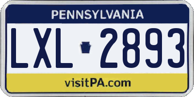 PA license plate LXL2893