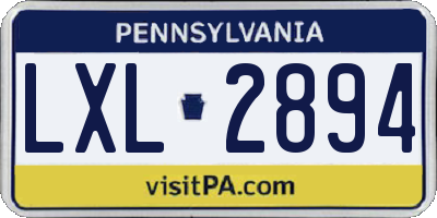 PA license plate LXL2894