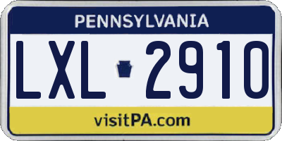 PA license plate LXL2910