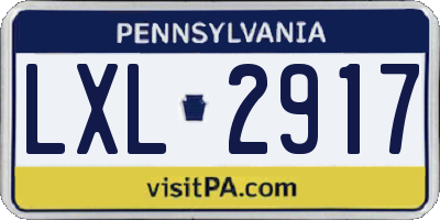 PA license plate LXL2917