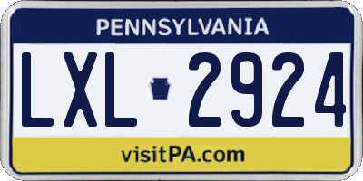 PA license plate LXL2924