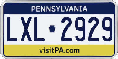PA license plate LXL2929
