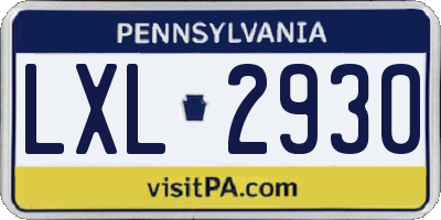 PA license plate LXL2930