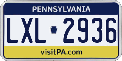 PA license plate LXL2936