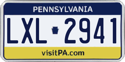 PA license plate LXL2941