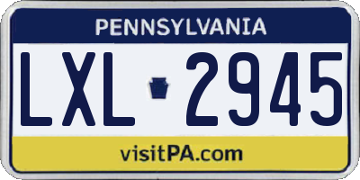 PA license plate LXL2945