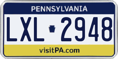PA license plate LXL2948