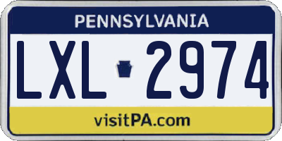 PA license plate LXL2974