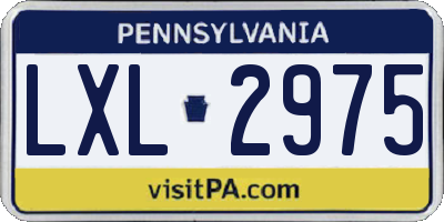 PA license plate LXL2975