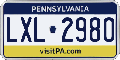 PA license plate LXL2980