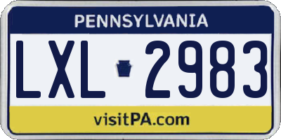 PA license plate LXL2983