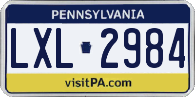 PA license plate LXL2984