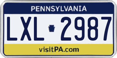 PA license plate LXL2987
