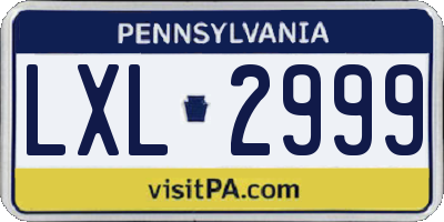 PA license plate LXL2999