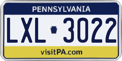 PA license plate LXL3022