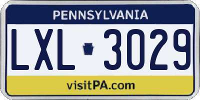PA license plate LXL3029