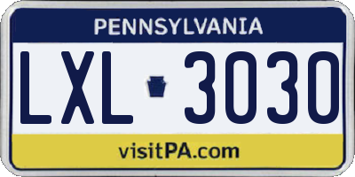PA license plate LXL3030