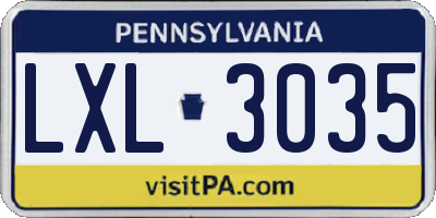 PA license plate LXL3035