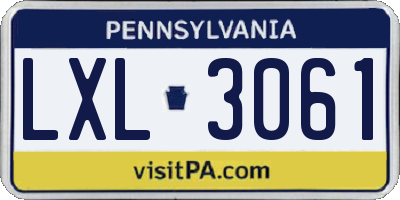 PA license plate LXL3061