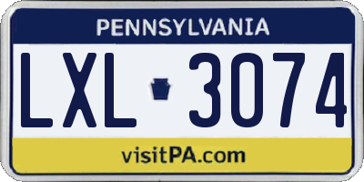 PA license plate LXL3074