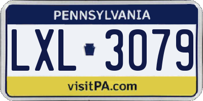 PA license plate LXL3079