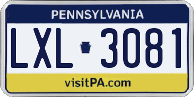 PA license plate LXL3081