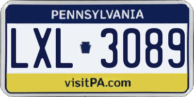 PA license plate LXL3089