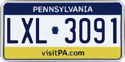 PA license plate LXL3091