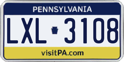 PA license plate LXL3108