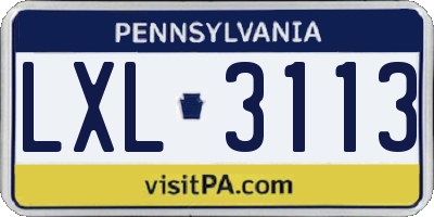 PA license plate LXL3113