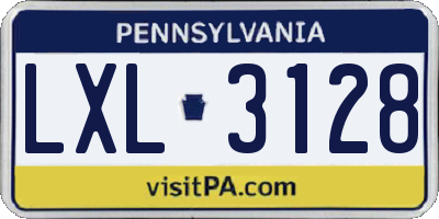 PA license plate LXL3128