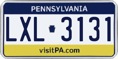 PA license plate LXL3131