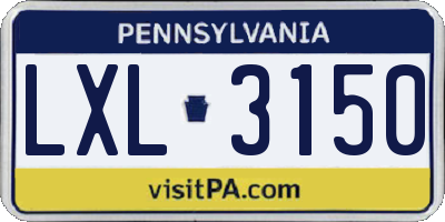 PA license plate LXL3150
