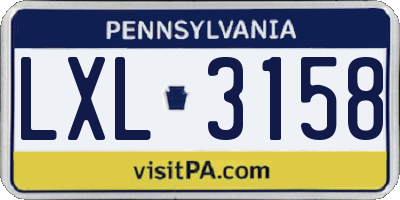 PA license plate LXL3158