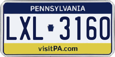 PA license plate LXL3160