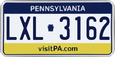 PA license plate LXL3162