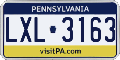 PA license plate LXL3163