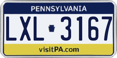 PA license plate LXL3167