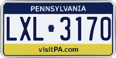 PA license plate LXL3170